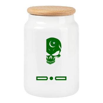 Conception / cadeau de crâne du Pakistan - Boîte à biscuits avec couvercle en bois - blanc - Devant