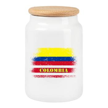 Drapeau vintage de Colombie / idée cadeau - Boîte à biscuits avec couvercle en bois - blanc - Devant