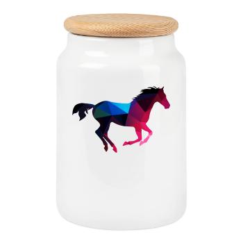Horse horses rider ride animal gallop foal Heng - Cookie Jar with Wooden Lid - white - Front