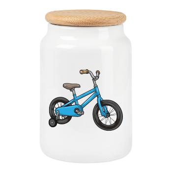 Kinderfahrrad Stützräder - Keksdose mit Holzdeckel - Weiß - Vorne