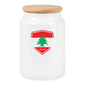 Libanon Beirut Libanese Libanesin Libanesisch LBN - Keksdose mit Holzdeckel - Weiß - Vorne