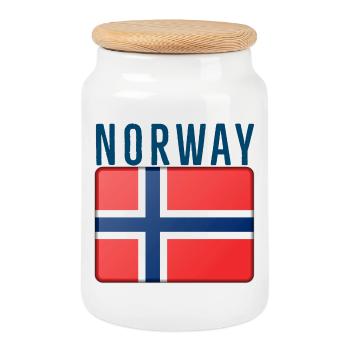 Norway flag with lettering - Cookie Jar with Wooden Lid - white - Front