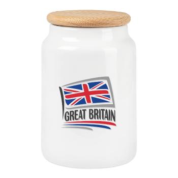 Royaume-Uni Souvenir Landmark, Royaume-Uni Flag Travel - Boîte à biscuits avec couvercle en bois - blanc - Devant