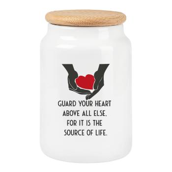 Guard your Heart above all else - Boîte à biscuits avec couvercle en bois - blanc - Devant