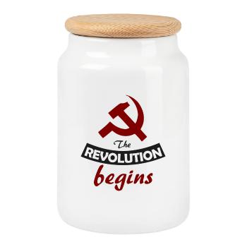 socialiste - Boîte à biscuits avec couvercle en bois - blanc - Devant