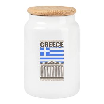 Grèce Souvenir Landmark, Grèce Drapeau Voyage - Boîte à biscuits avec couvercle en bois - blanc - Devant
