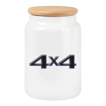 4x4 Offroad Car Sticker - Keksdose mit Holzdeckel - Weiß - Vorne
