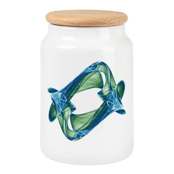 Watercolor art graphic painting picture chaos 7420oce - Cookie Jar with Wooden Lid - white - Front