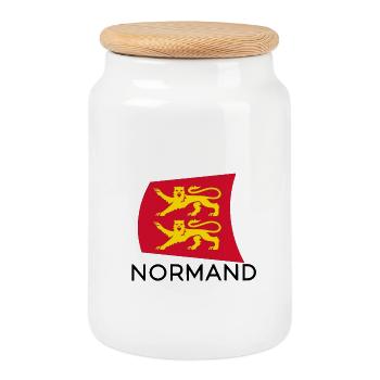 Normandy - Cookie Jar with Wooden Lid - white - Front