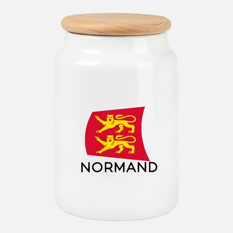 Normandy - Cookie Jar with Wooden Lid - white