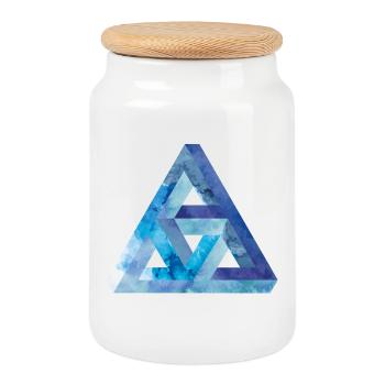 Optical illusion triangle Escher - Cookie Jar with Wooden Lid - white - Front