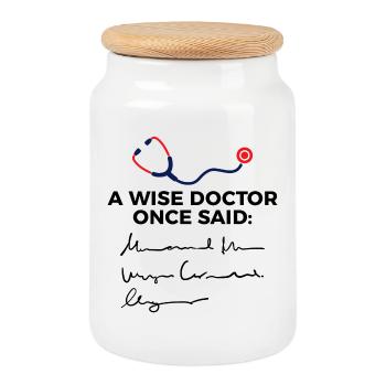 Docteur médecin spécialiste assistant médecin énonciation drôle - Boîte à biscuits avec couvercle en bois - blanc - Devant