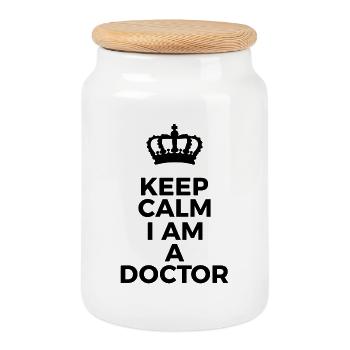 Doctor doctor specialist assistant doctor emergency doctor saying - Cookie Jar with Wooden Lid - white - Front