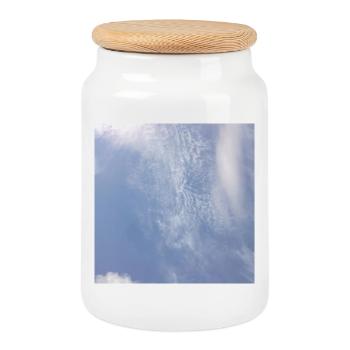 Ciel bleu - Boîte à biscuits avec couvercle en bois - blanc - Devant