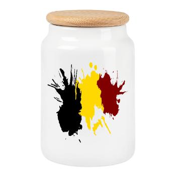 belgium pepigo - Cookie Jar with Wooden Lid - white - Front