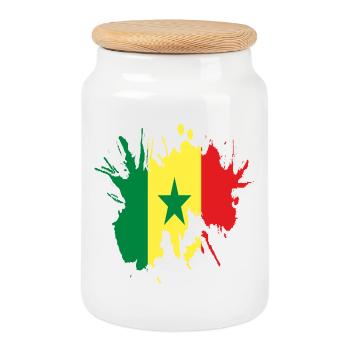 Senegal - Keksdose mit Holzdeckel - Weiß - Vorne