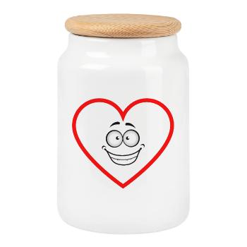 expectant heart comicstyle sticker sticker - Cookie Jar with Wooden Lid - white - Front