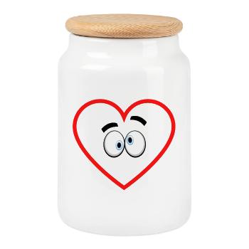 verwirrtes Herz comicstyle Sticker Aufkleber - Keksdose mit Holzdeckel - Weiß - Vorne