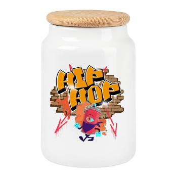 Graffiti Hip Hop - Boîte à biscuits avec couvercle en bois - blanc - Devant