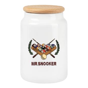 Mr. Snooker Design / Geschenkidee - Keksdose mit Holzdeckel - Weiß - Vorne