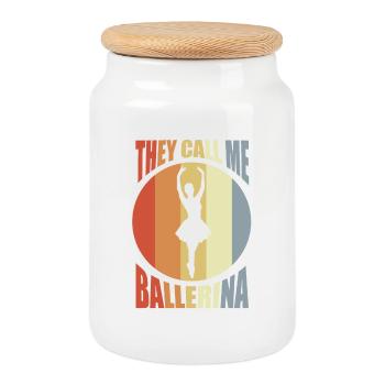 Children's ballet - Cookie Jar with Wooden Lid - white - Front