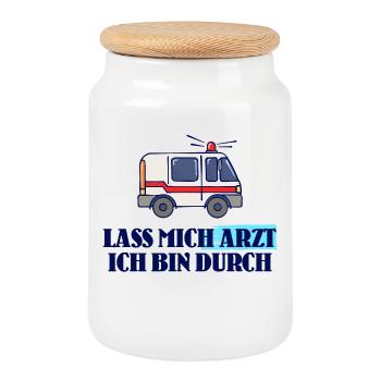 Lustig Spruch Arzt Doktor Facharzt Notarzt Beruf - Keksdose mit Holzdeckel - Weiß - Vorne