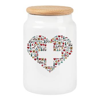 First Aid Medicine Nurse Doctor Doctor - Cookie Jar with Wooden Lid - white - Front