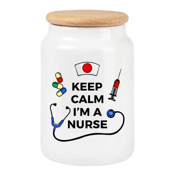 Nurse Nurse Caregiver Nurse Nurse - Cookie Jar with Wooden Lid - white - Front