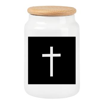 Jésus Croix Blanche - Boîte à biscuits avec couvercle en bois - blanc - Devant