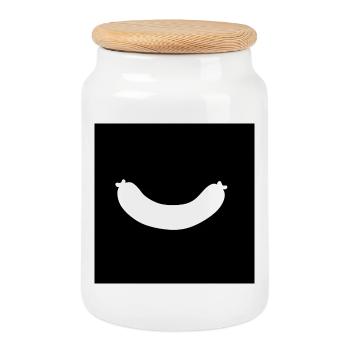 Sausage - Cookie Jar with Wooden Lid - white - Front