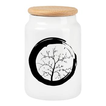 Tree of Life Zen Tree Autumn - Cookie Jar with Wooden Lid - white - Front