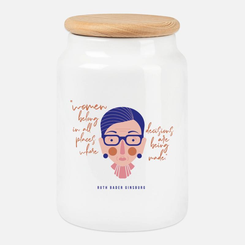 Ruth Bader Ginsburg - Cookie Jar with Wooden Lid - white