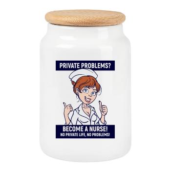 Infirmière Carer Funny Sayings Social - Boîte à biscuits avec couvercle en bois - blanc - Devant