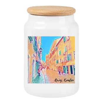 Holiday fever - Croatia - Cookie Jar with Wooden Lid - white - Front