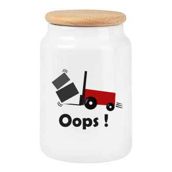 Logistiker - Keksdose mit Holzdeckel - Weiß - Vorne