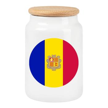 drapeau d’autocollant rond de l’Aufkleber d’Andorre - Boîte à biscuits avec couvercle en bois - blanc - Devant