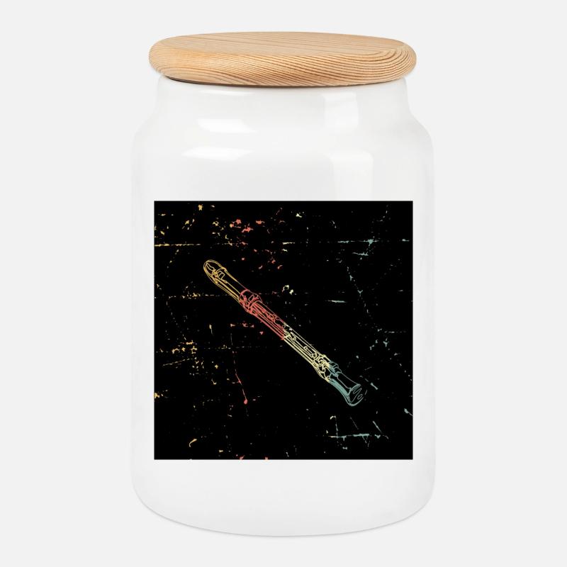 Masque de flûte - Boîte à biscuits avec couvercle en bois - blanc