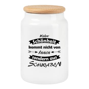 Schwabe - Keksdose mit Holzdeckel - Weiß - Vorne