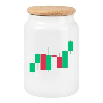 Stocks Crypto ETF Stock Exchange Bougies graphique bougeoirs - Boîte à biscuits avec couvercle en bois - blanc - Devant