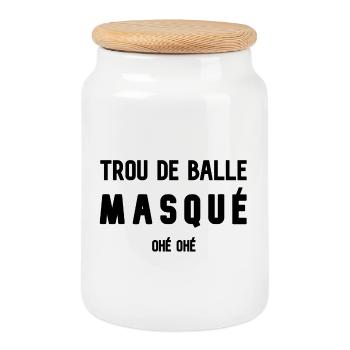 Trou de balle masqué (ohé ohé) - Boîte à biscuits avec couvercle en bois - blanc - Devant