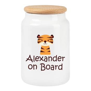 Alexander on board - Cookie Jar with Wooden Lid - white - Front