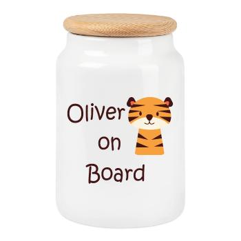 Oliver on board - Keksdose mit Holzdeckel - Weiß - Vorne