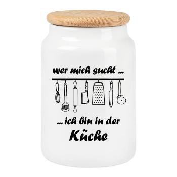 Femme au foyer cuisinier femme cuisine disant cadeau femme - Boîte à biscuits avec couvercle en bois - blanc - Devant