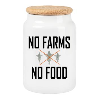 NO FARMS NO FOOD - Cookie Jar with Wooden Lid - white - Front