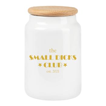 Petit cadeau de fête de pénis année 2021 du club de petites bites - Boîte à biscuits avec couvercle en bois - blanc - Devant