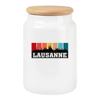 Lausanne Suisse Voyage Souvenir Sur Les Toits De La Ville - Boîte à biscuits avec couvercle en bois - blanc - Devant