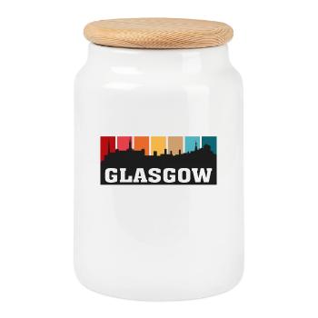 Glasgow Ecosse Voyage Skyline Souvenir Landmark - Boîte à biscuits avec couvercle en bois - blanc - Devant