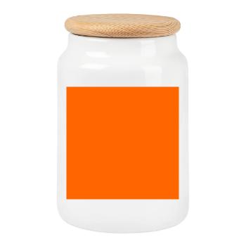 Color Block Pattern in Warm Orange Tones - Cookie Jar with Wooden Lid - white - Front