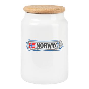 Norvège Landmark Travel Souvenir Drapeau Norvégien - Boîte à biscuits avec couvercle en bois - blanc - Devant