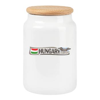 Hongrie Landmark Travel Souvenir Drapeau Hongrois - Boîte à biscuits avec couvercle en bois - blanc - Devant